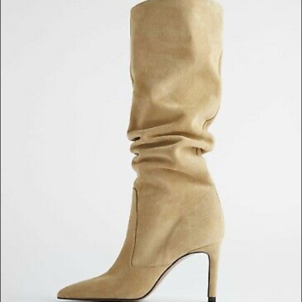 ZARA Split Suede high heel boots